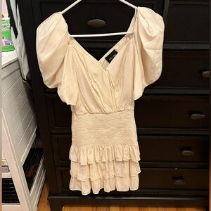 Cream Puff Sleeve Ruffled Mini Dress